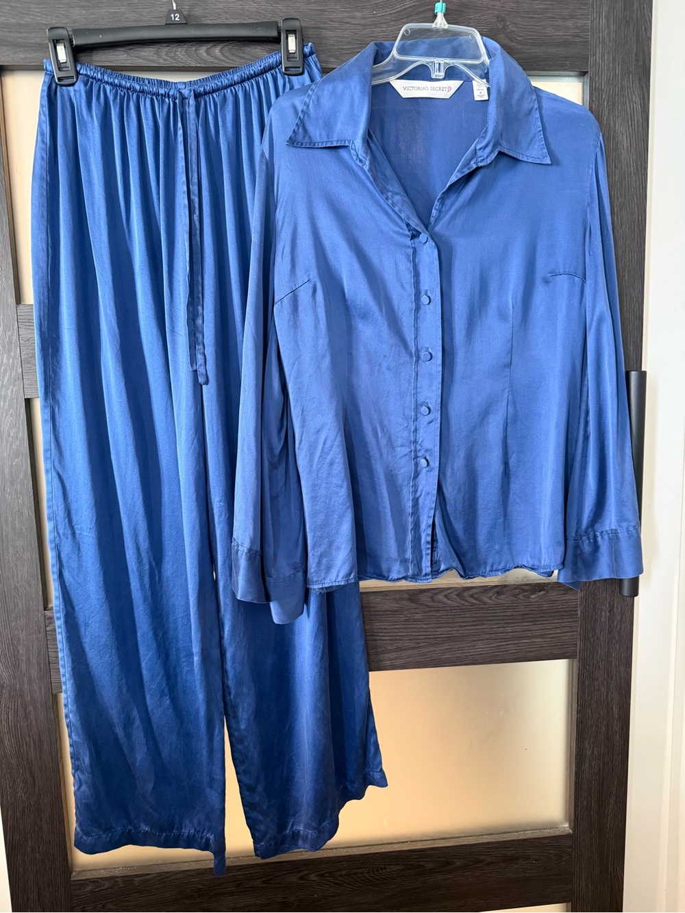 Vintage Silk Victoria’s Secret Pajama Pants Set Blue Size M